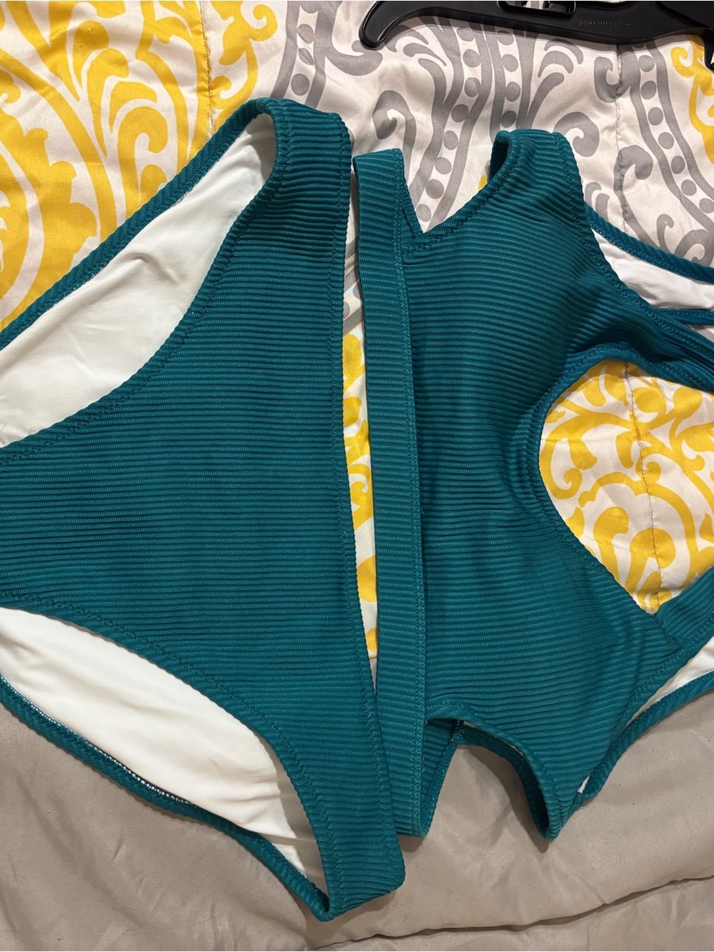Amazon Teal Ribbed One-Piece Cutout Swimsuit